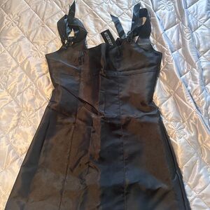 Current Mood Black Satin Mini Dress